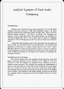 Discuss the early judicial system set by the East India company before evolution of Judicial Institutions in 1726.